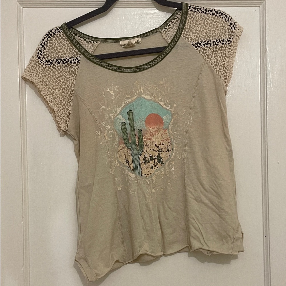 White Crow Beige Cactus Graphic Tee